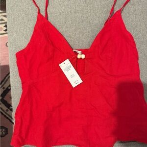 BNWT New Abercrombie Finch Red Linen Camisole Top Medium M